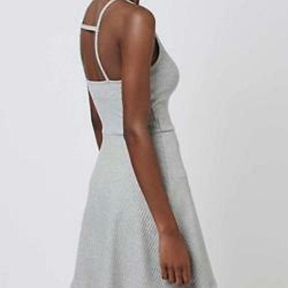 Topshop Grey Sleeveless Skater Dress - Picture 1 of 2